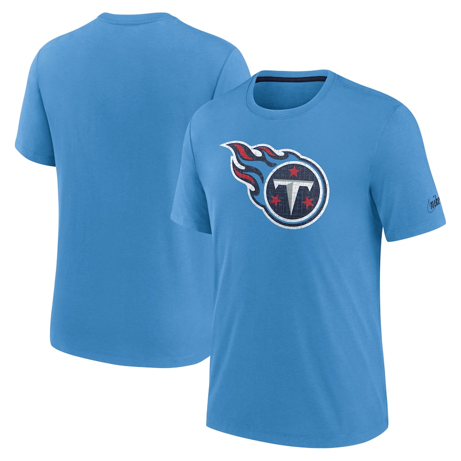 Tennessee Titans Football Light Blue Playback Logo Tri-Blend T-Shirt - Man Tennessee Titans Football Light Blue Playback Logo Tri-Blend T-Shirt - Man