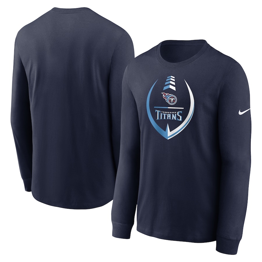 Tennessee Titans Football Navy Icon Legend Logo Performance Long Sleeve T-Shirt - Man