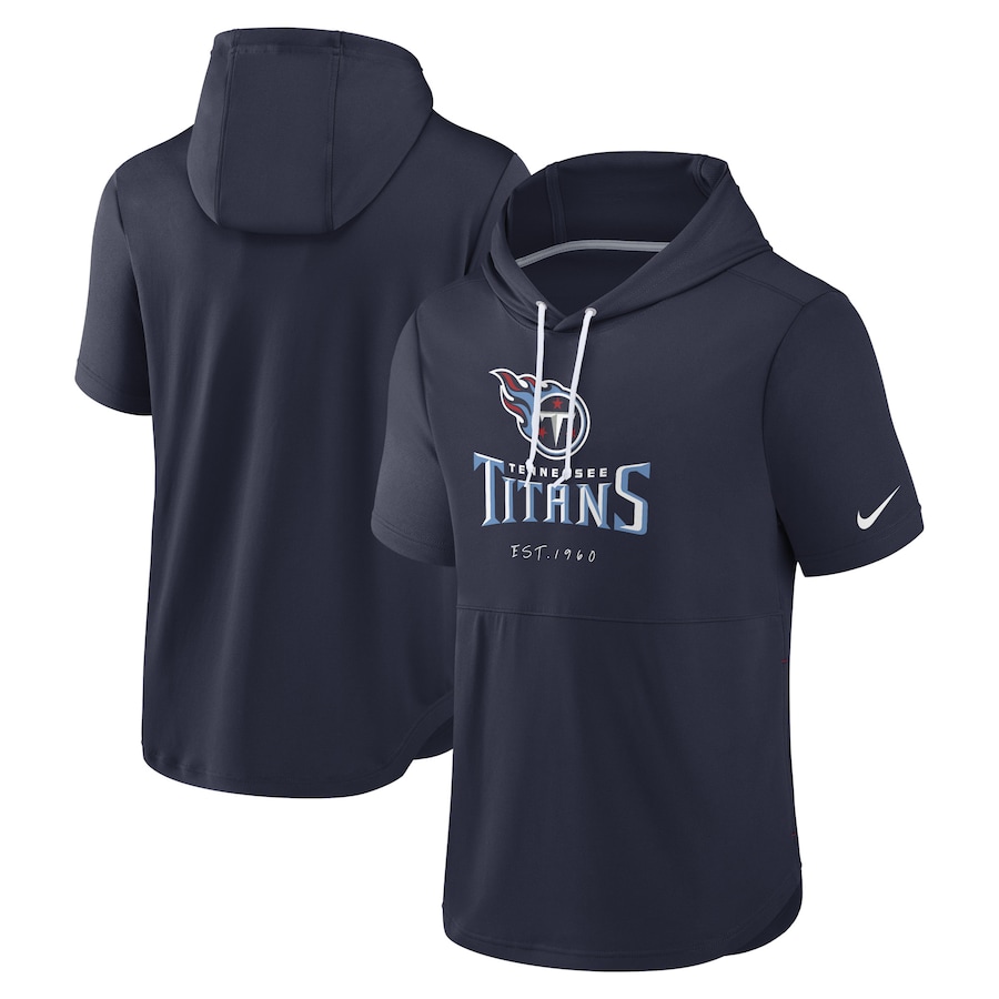 Tennessee Titans Football Navy Short Sleeve Pullover Hoodie - Man Tennessee Titans Football Navy Short Sleeve Pullover Hoodie - Man