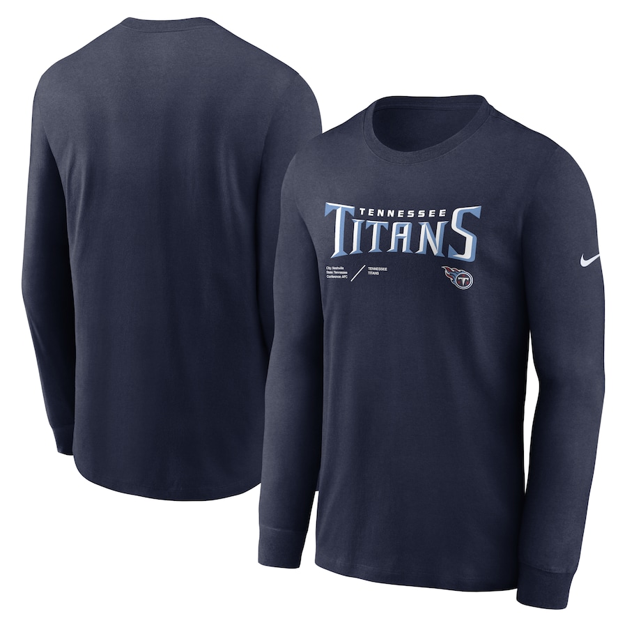 Tennessee Titans Football Navy Sideline Infograph Lock Up Performance Long Sleeve T-Shirt - Man