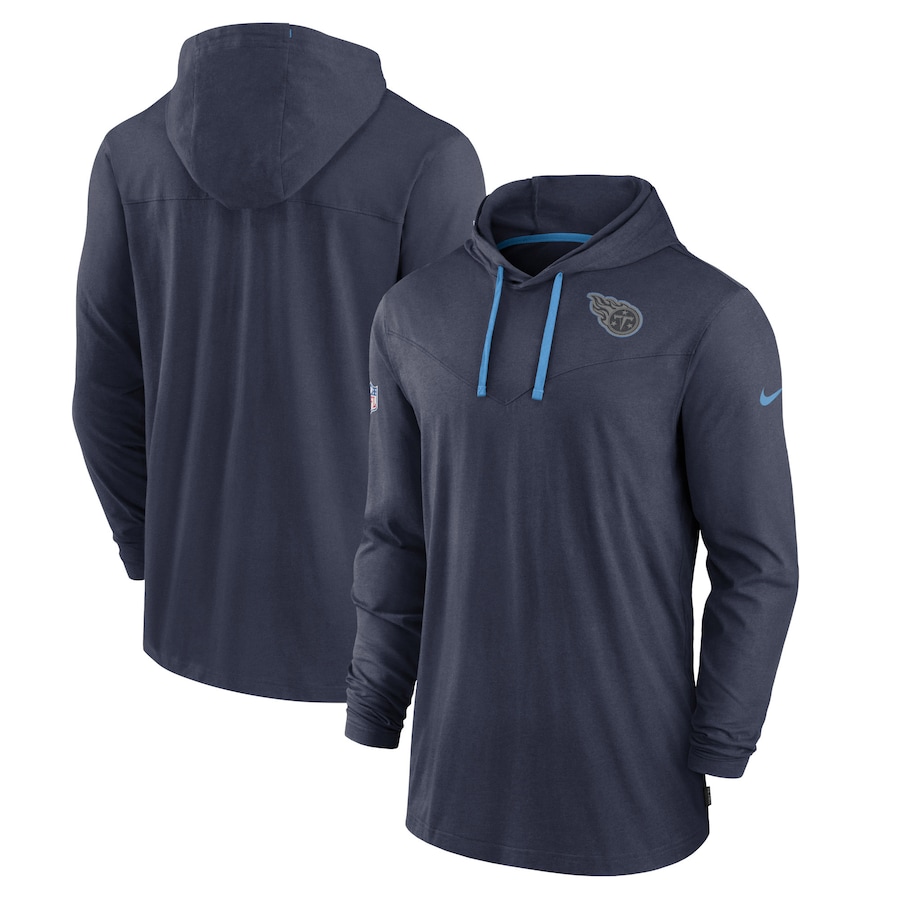 Tennessee Titans Football Navy Sideline Pop Performance Pullover Long Sleeve Hoodie T-Shirt - Man