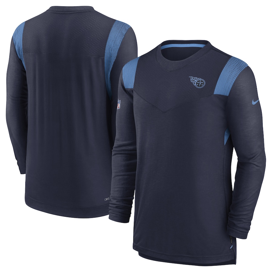Tennessee Titans Football Navy Sideline Tonal Logo Performance Player Long Sleeve T-Shirt - Man Tennessee Titans Football Navy Sideline Tonal Logo Performance Player Long Sleeve T-Shirt - Man