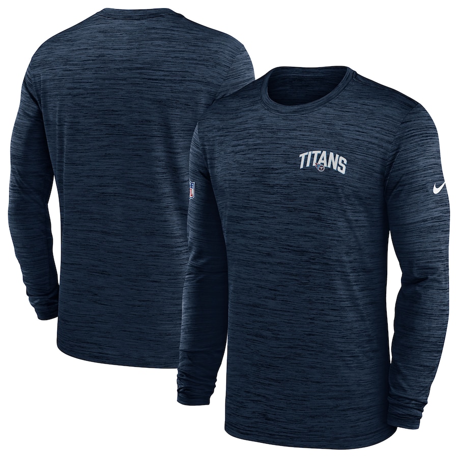 Tennessee Titans Football Navy Sideline Velocity Athletic Stack Performance Long Sleeve T-Shirt - Man