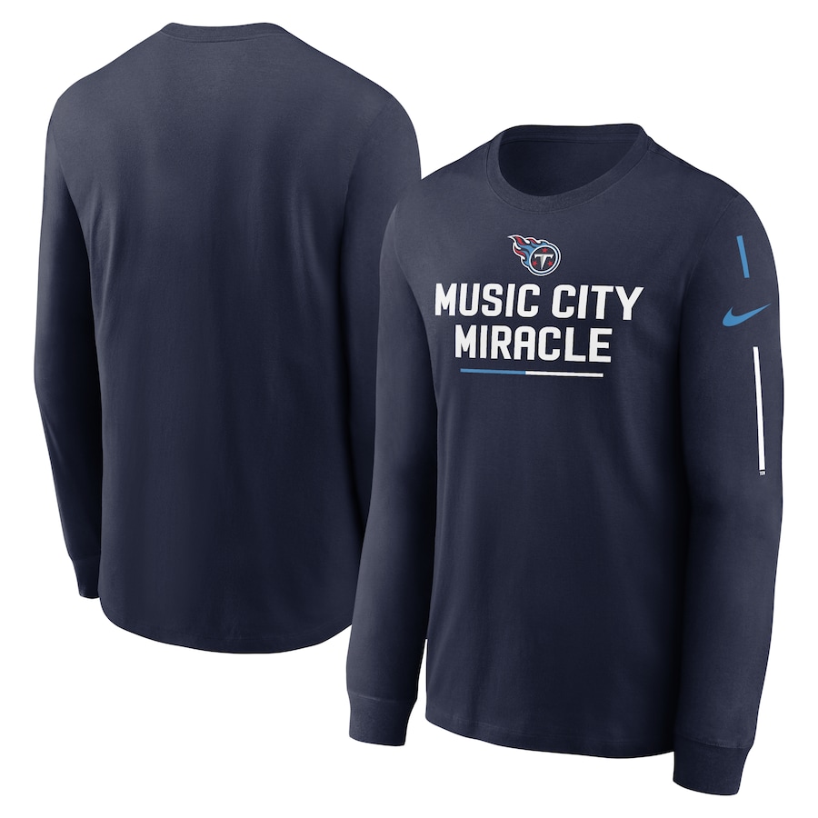 Tennessee Titans Football Navy Team Slogan Long Sleeve T-Shirt - Man