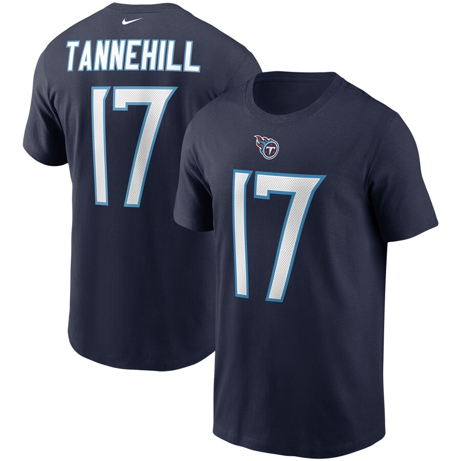 Tennessee Titans Ryan Tannehill Football Navy Name & Number T-Shirt - Man