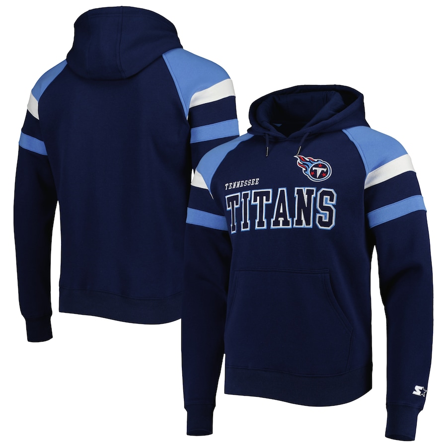 Tennessee Titans Starter Navy Draft Fleece Raglan Pullover Hoodie - Man