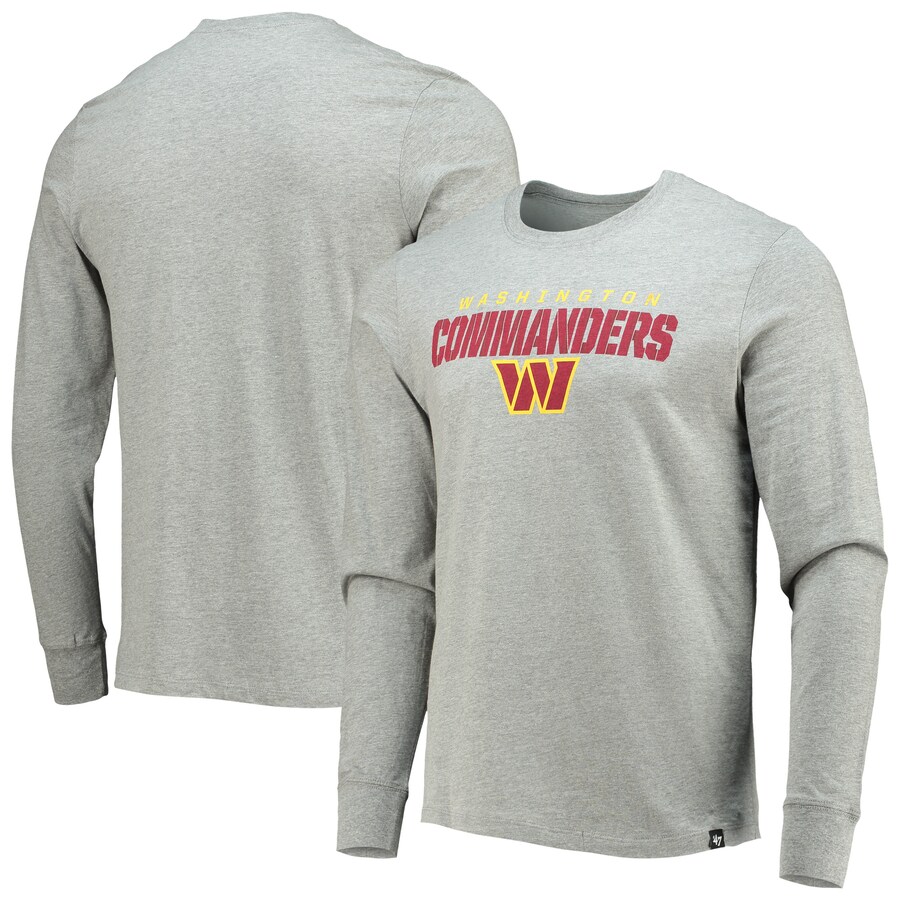 Washington Commanders '47 Heathered Gray Traction Super Rival Long Sleeve T-Shirt - Man Washington Commanders '47 Heathered Gray Traction Super Rival Long Sleeve T-Shirt - Man