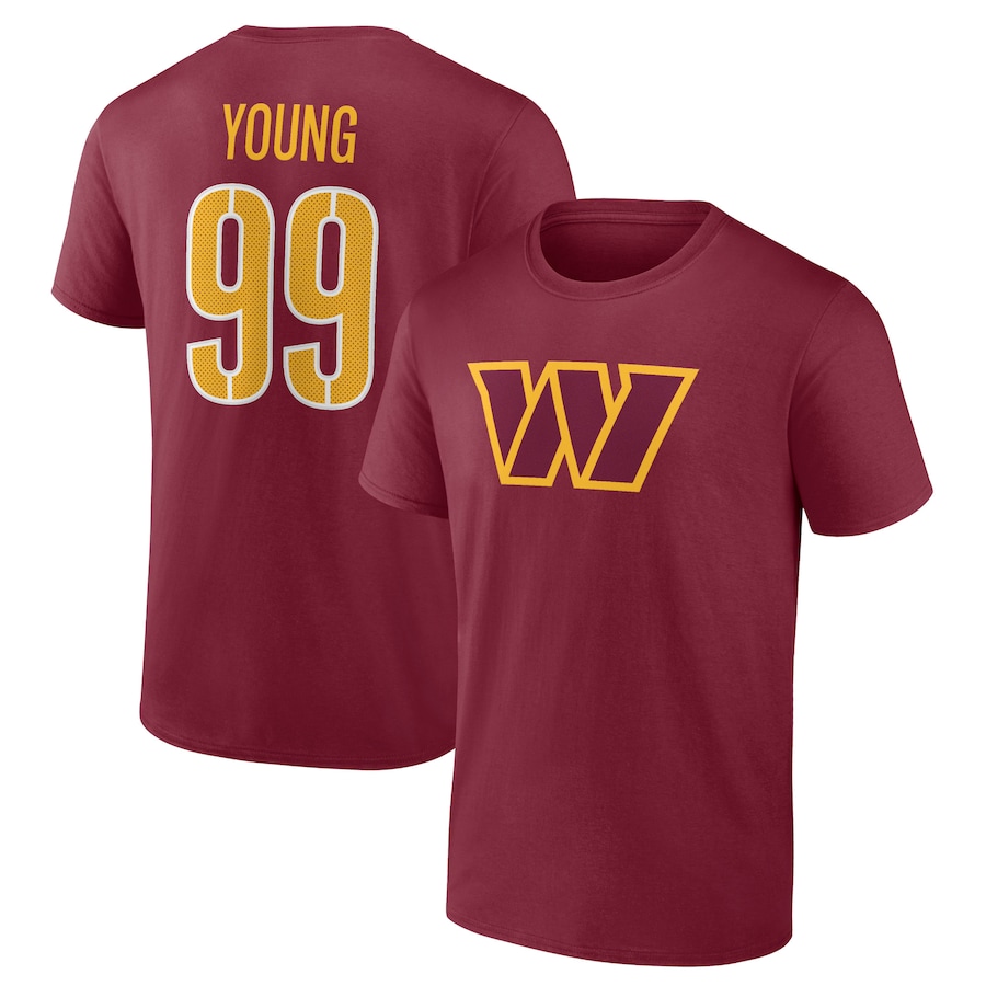 Washington Commanders Chase Young Burgundy Player Icon Name & Number T-Shirt - Man