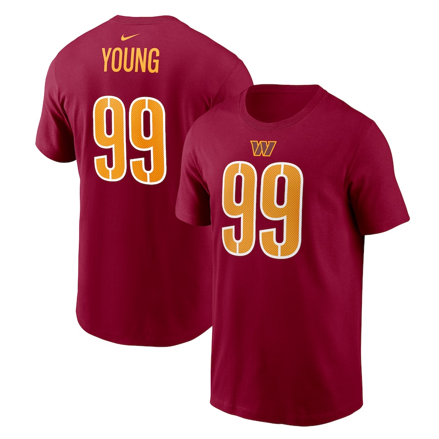 Washington Commanders Chase Young Football Burgundy Player Name & Number T-Shirt - Man Washington Commanders Chase Young Football Burgundy Player Name & Number T-Shirt - Man