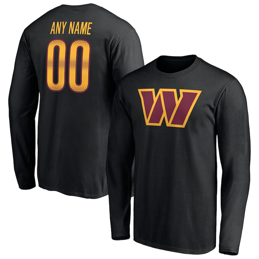 Washington Commanders Black Team Authentic Personalized Name & Number Long Sleeve T-Shirt - Man Washington Commanders Black Team Authentic Personalized Name & Number Long Sleeve T-Shirt - Man