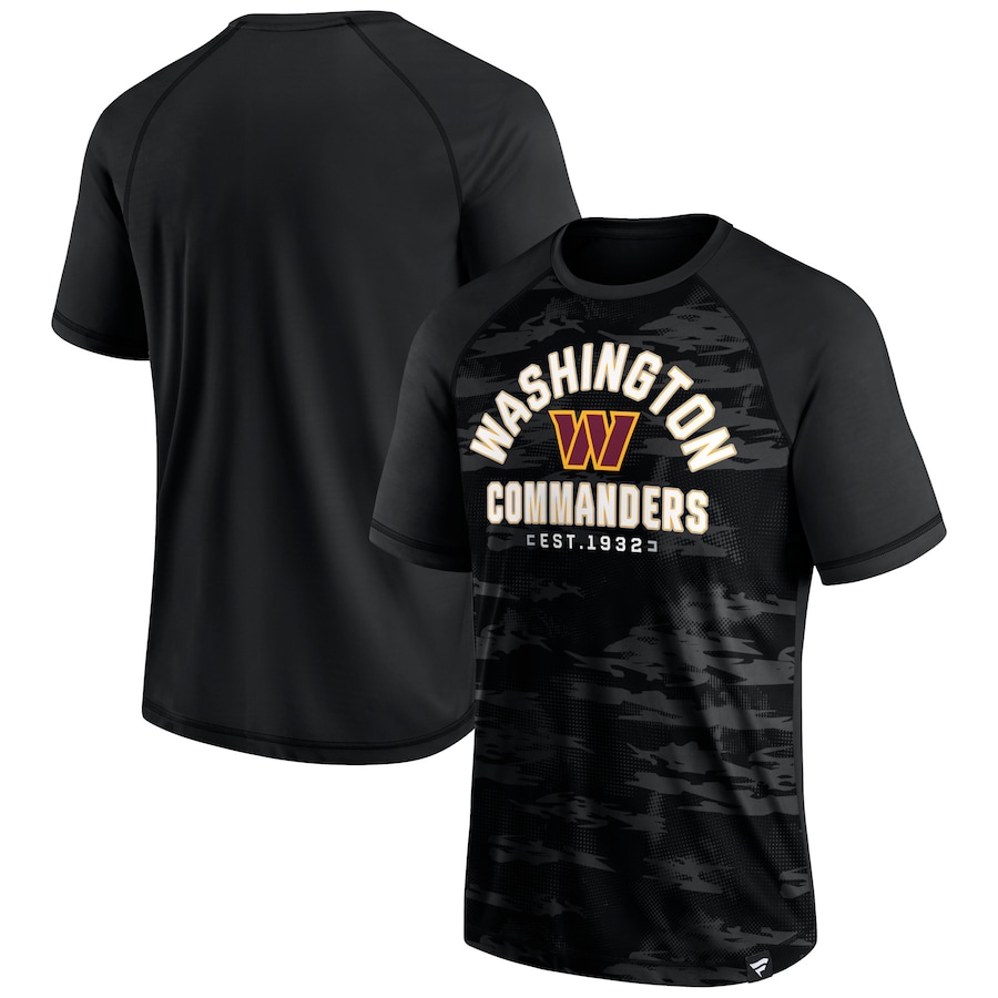 Washington Commanders Blackout Hail Mary Raglan T-Shirt - Man Washington Commanders Blackout Hail Mary Raglan T-Shirt - Man