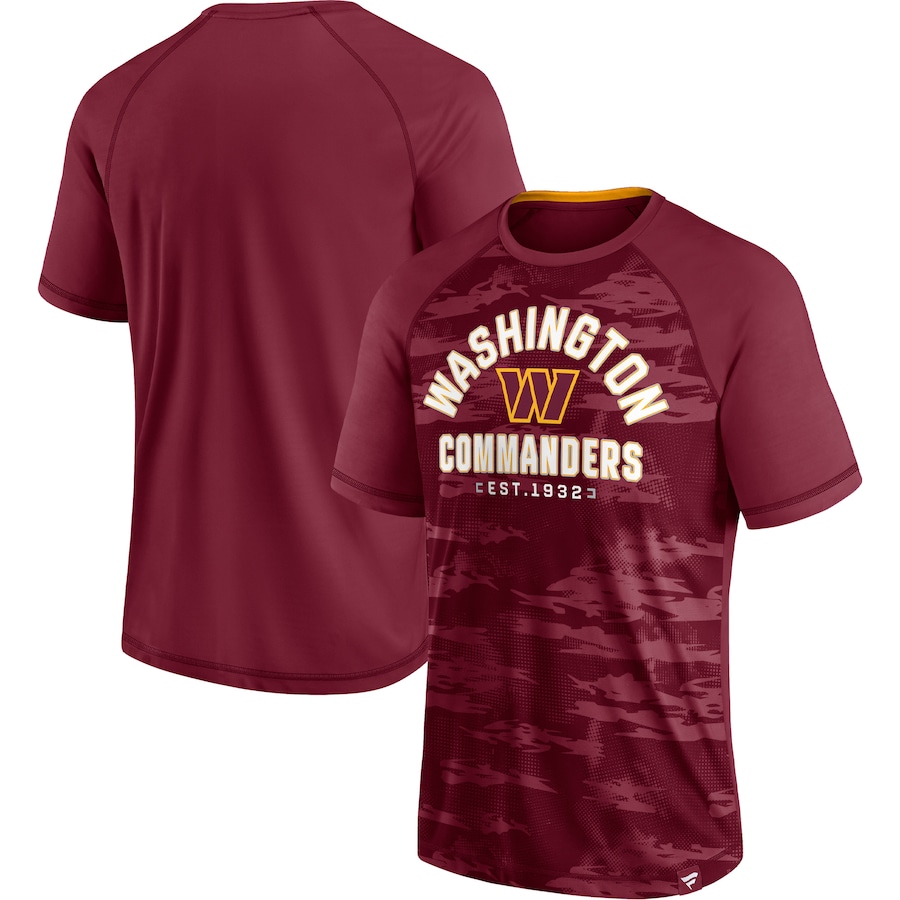Washington Commanders Burgundy Hail Mary Raglan T-Shirt - Man Washington Commanders Burgundy Hail Mary Raglan T-Shirt - Man