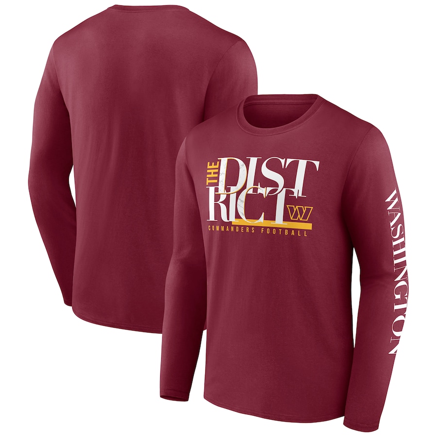 Washington Commanders Burgundy Hometown Collection Sweep Long Sleeve T-Shirt - Man Washington Commanders Burgundy Hometown Collection Sweep Long Sleeve T-Shirt - Man