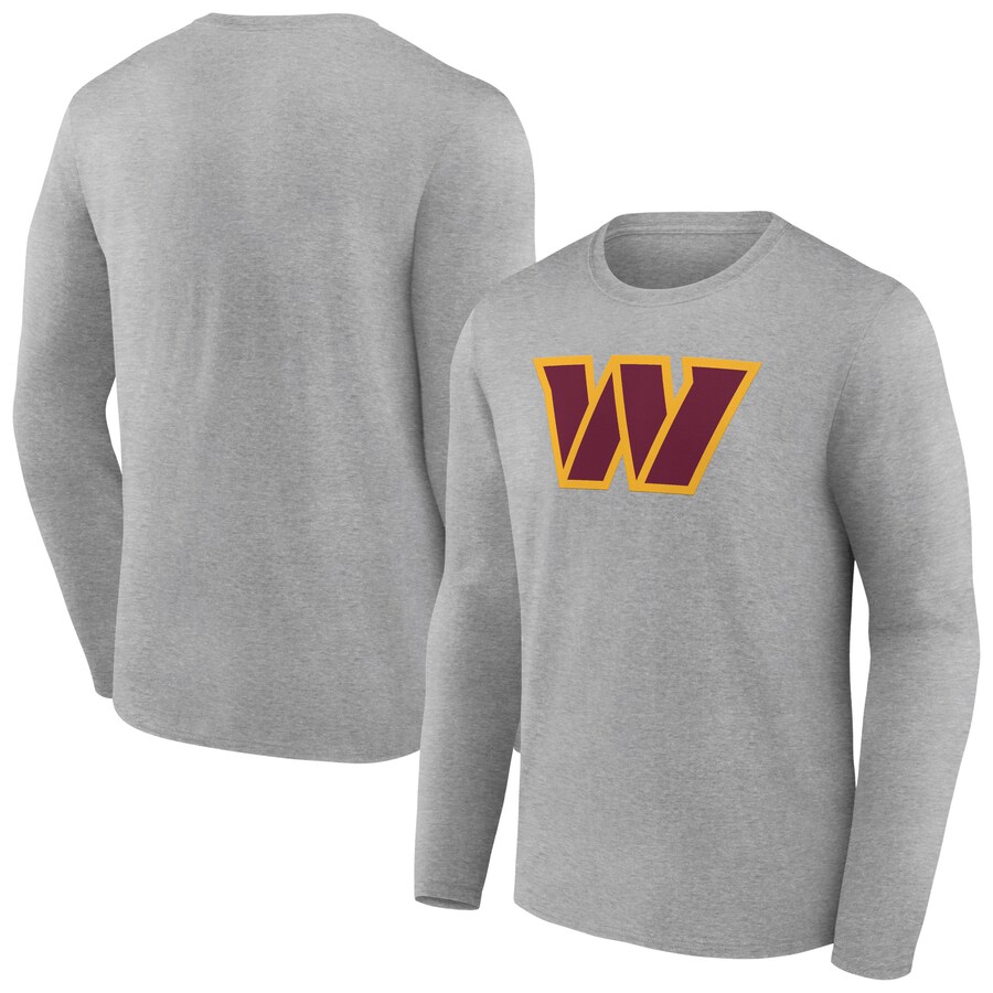 Washington Commanders Heather Gray Primary Team Logo Long Sleeve T-Shirt - Man Washington Commanders Heather Gray Primary Team Logo Long Sleeve T-Shirt - Man