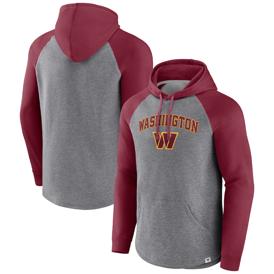 Washington Commanders Heathered Gray/Burgundy By Design Raglan Pullover Hoodie - Man
