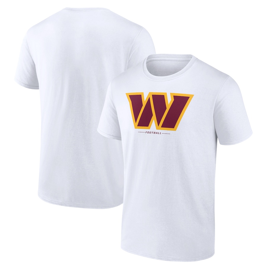 Washington Commanders White Logo Team Lockup T-Shirt - Man Washington Commanders White Logo Team Lockup T-Shirt - Man