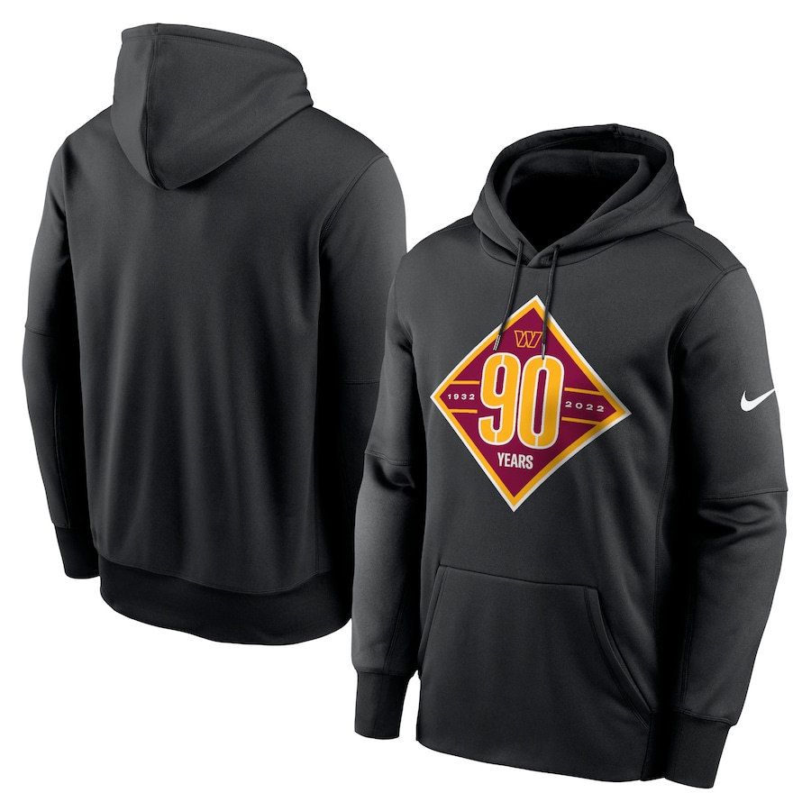 Washington Commanders Football Black 90th Anniversary Therma Performance Pullover Hoodie - Man