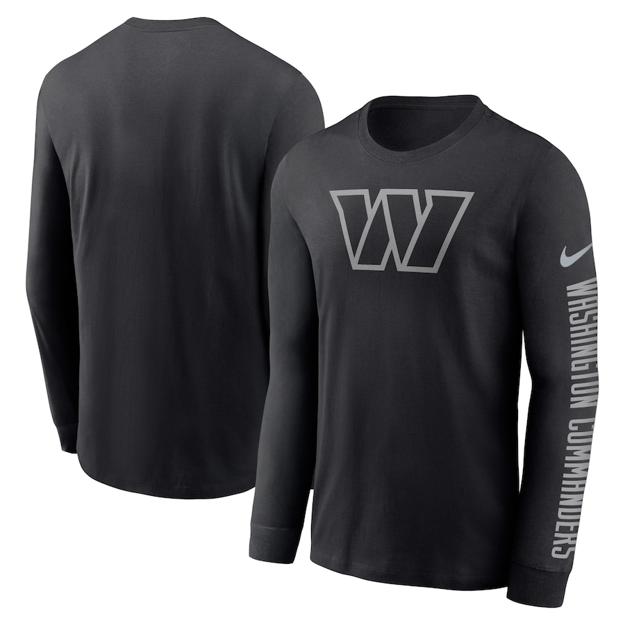 Washington Commanders Football Black RFLCTV Name and Logo T-Shirt - Man Washington Commanders Football Black RFLCTV Name and Logo T-Shirt - Man