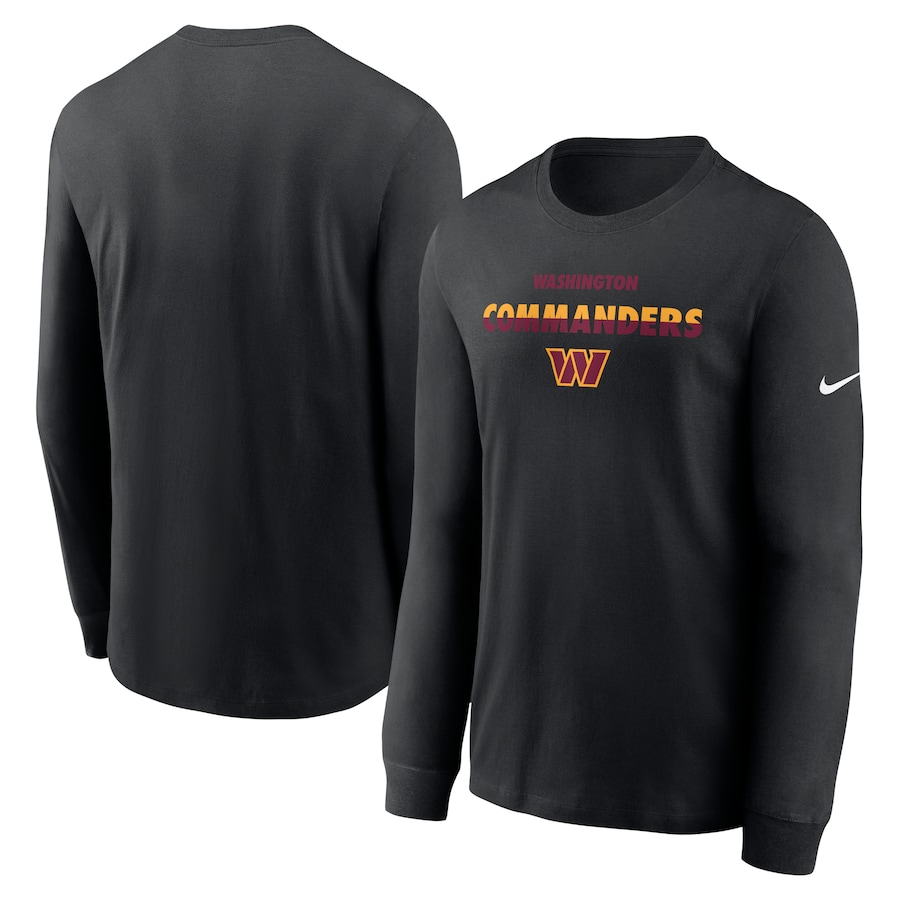 Washington Commanders Football Black Script Long Sleeve T-Shirt - Man Washington Commanders Football Black Script Long Sleeve T-Shirt - Man