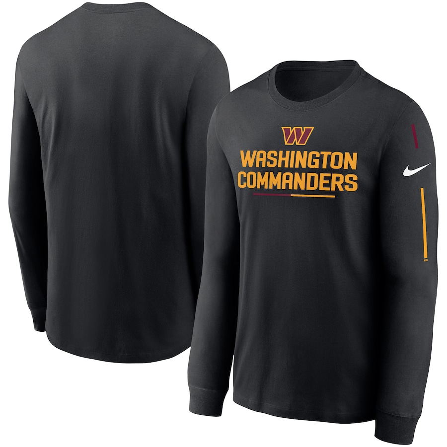 Washington Commanders Football Black Team Slogan Long Sleeve T-Shirt - Man Washington Commanders Football Black Team Slogan Long Sleeve T-Shirt - Man