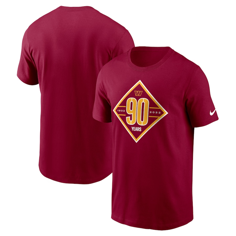 Washington Commanders Football Burgundy 90th Anniversary T-Shirt - Man Washington Commanders Football Burgundy 90th Anniversary T-Shirt - Man