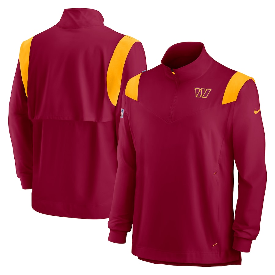Washington Commanders Football Burgundy Sideline Coach Chevron Lockup Quarter-Zip Long Sleeve Top - Man
