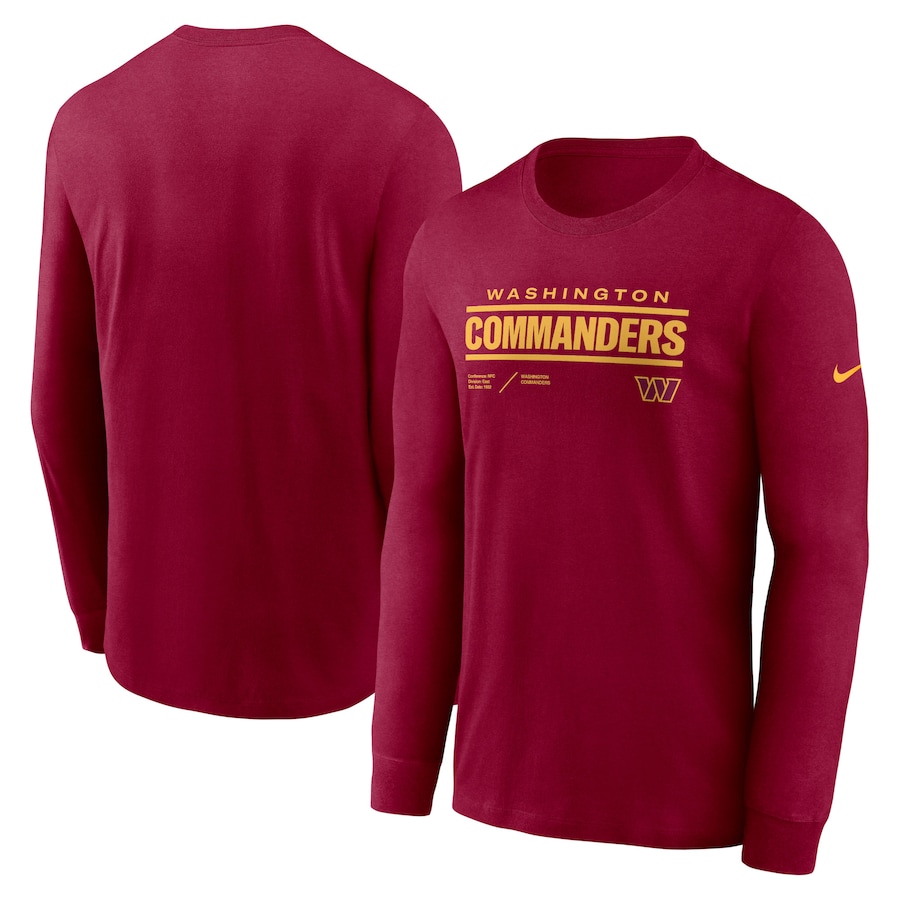 Washington Commanders Football Burgundy Sideline Infograph Lock Up Performance Long Sleeve T-Shirt - Man Washington Commanders Football Burgundy Sideline Infograph Lock Up Performance Long Sleeve T-Shirt - Man