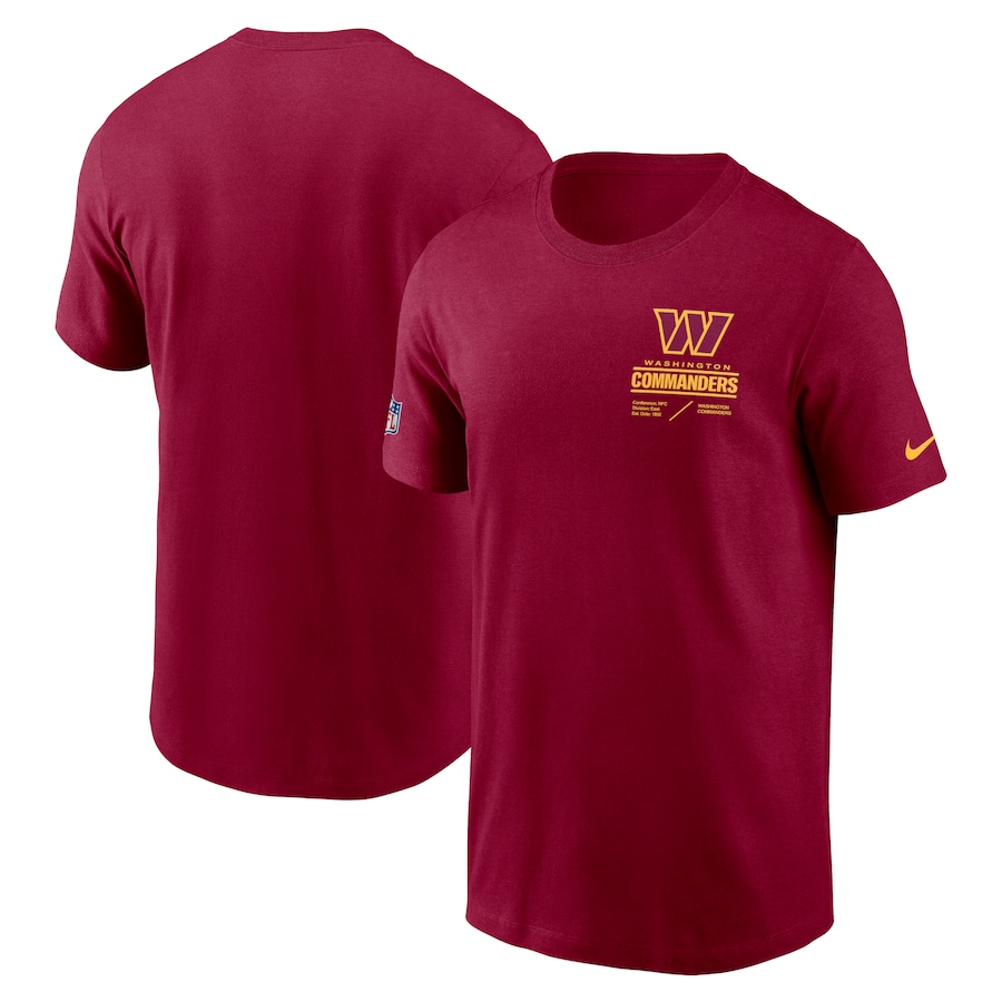 Washington Commanders Football Burgundy Sideline Infograph Lockup Performance T-Shirt - Man Washington Commanders Football Burgundy Sideline Infograph Lockup Performance T-Shirt - Man