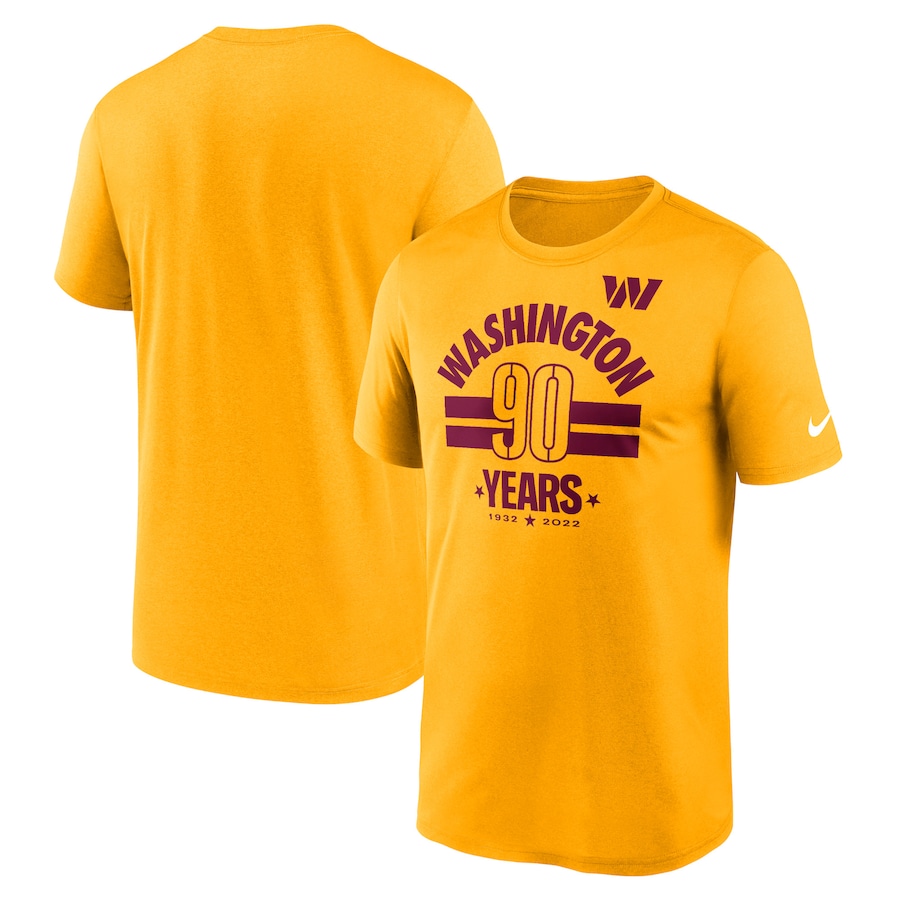Washington Commanders Football Gold 90th Anniversary Legend T-Shirt - Man Washington Commanders Football Gold 90th Anniversary Legend T-Shirt - Man
