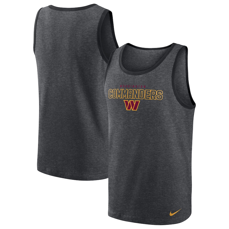 Washington Commanders Football Heathered Charcoal Tri-Blend Tank Top - Man Washington Commanders Football Heathered Charcoal Tri-Blend Tank Top - Man