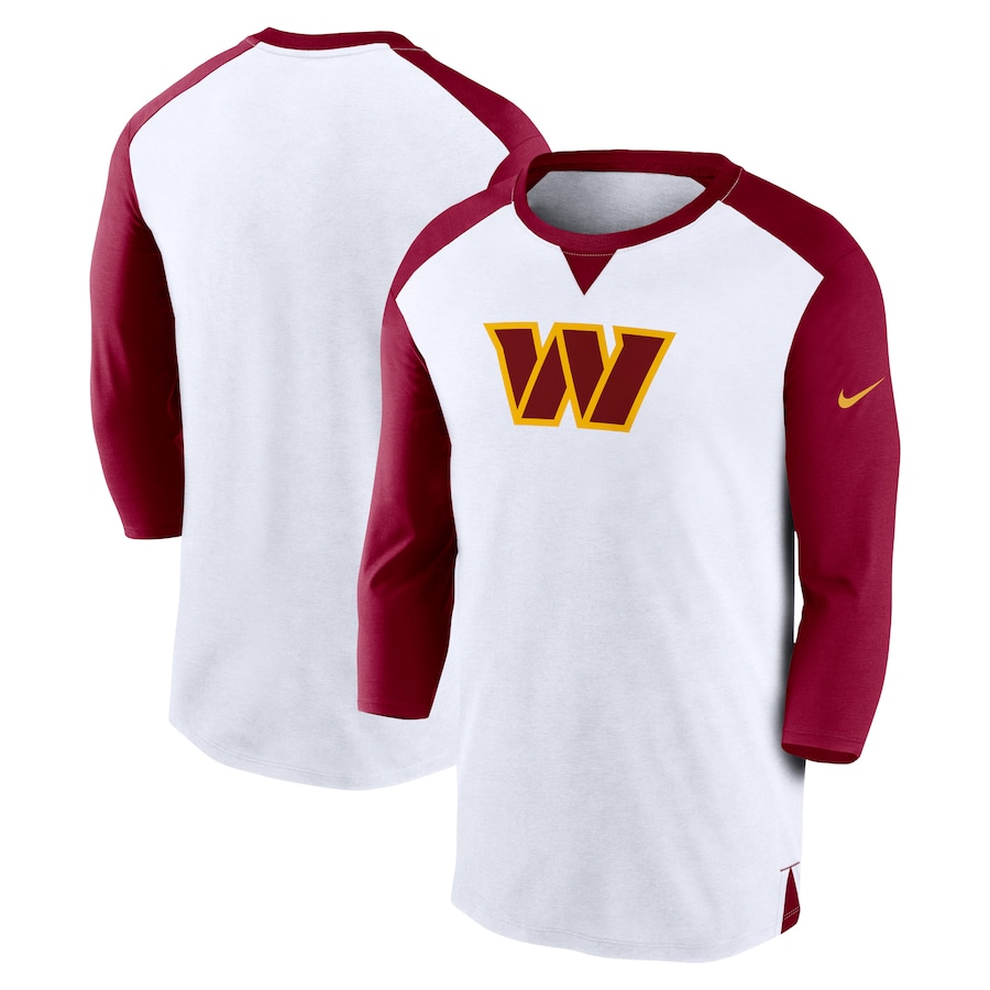 Washington Commanders Football White/Burgundy Rewind 3/4-Sleeve T-Shirt - Man Washington Commanders Football White/Burgundy Rewind 3/4-Sleeve T-Shirt - Man