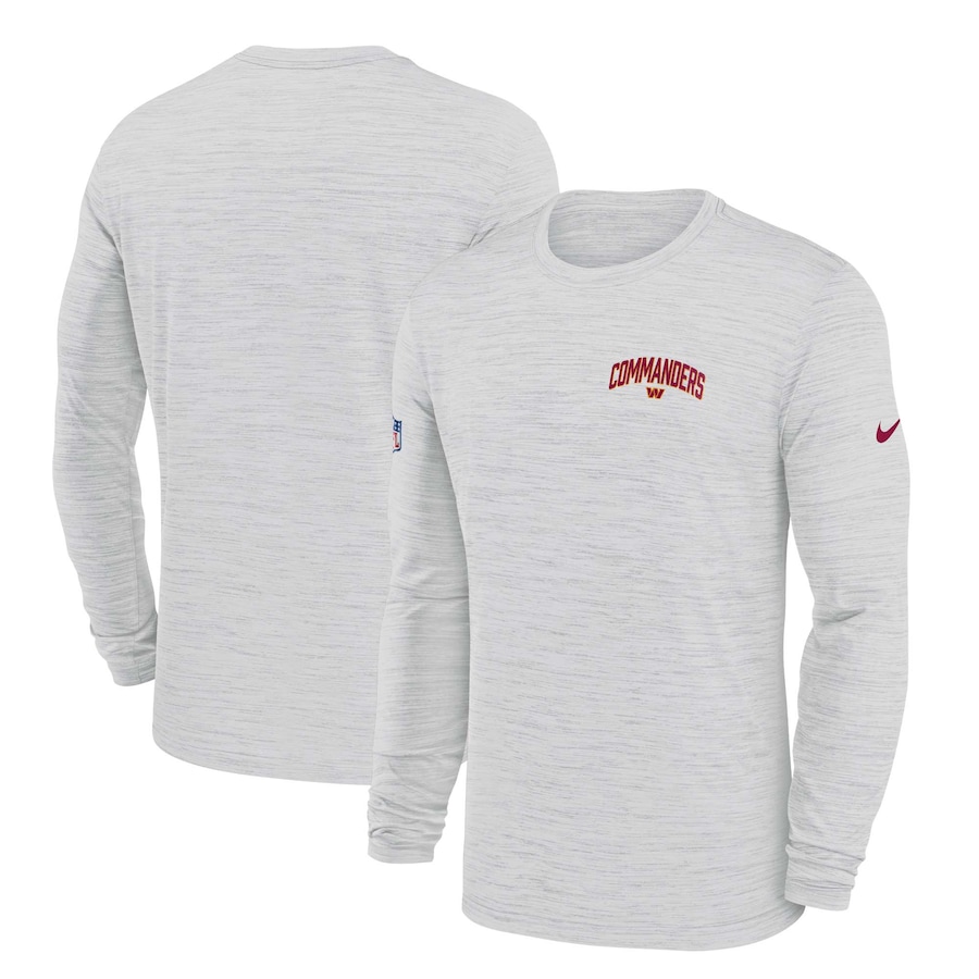 Washington Commanders Football White Sideline Velocity Athletic Stack Performance Long Sleeve T-Shirt - Man Washington Commanders Football White Sideline Velocity Athletic Stack Performance Long Sleeve T-Shirt - Man
