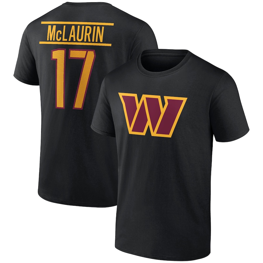 Washington Commanders Terry McLaurin Black Icon Player Name & Number T-Shirt - Man