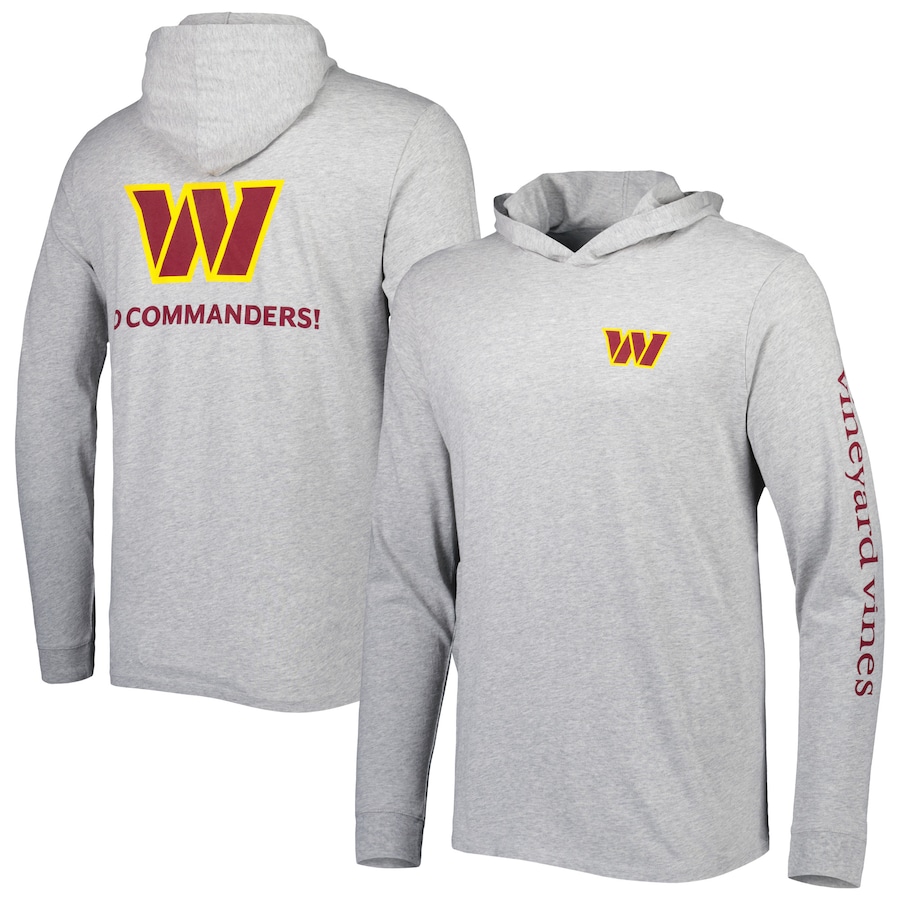 Washington Commanders Vineyard Vines Heathered Gray Local Long Sleeve Hoodie T-Shirt - Man