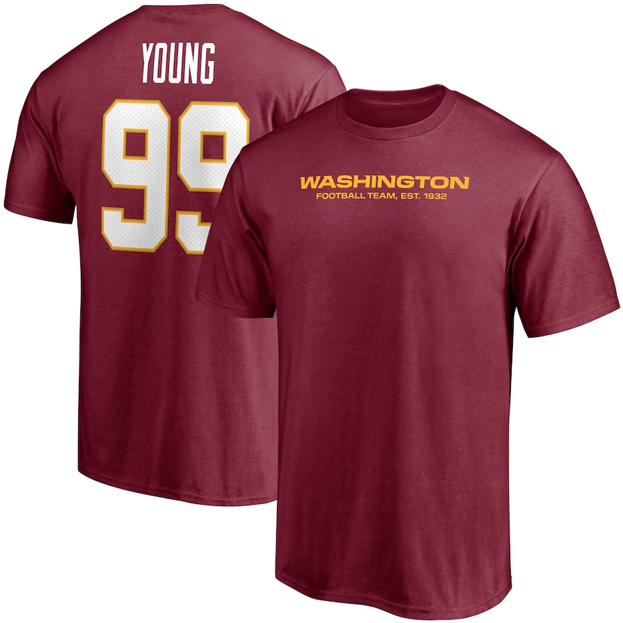 Washington Football Team Chase Young Burgundy Player Icon Name & Number T-Shirt - Man
