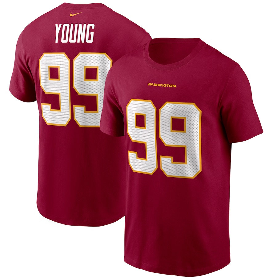Washington Football Team Chase Young Football Burgundy Name & Number T-Shirt - Man Washington Football Team Chase Young Football Burgundy Name & Number T-Shirt - Man