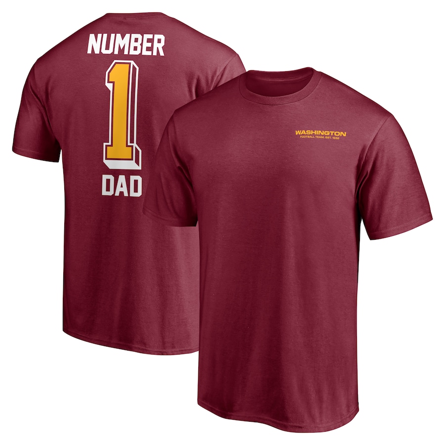 Washington Football Team Burgundy #1 Dad T-Shirt - Man Washington Football Team Burgundy #1 Dad T-Shirt - Man