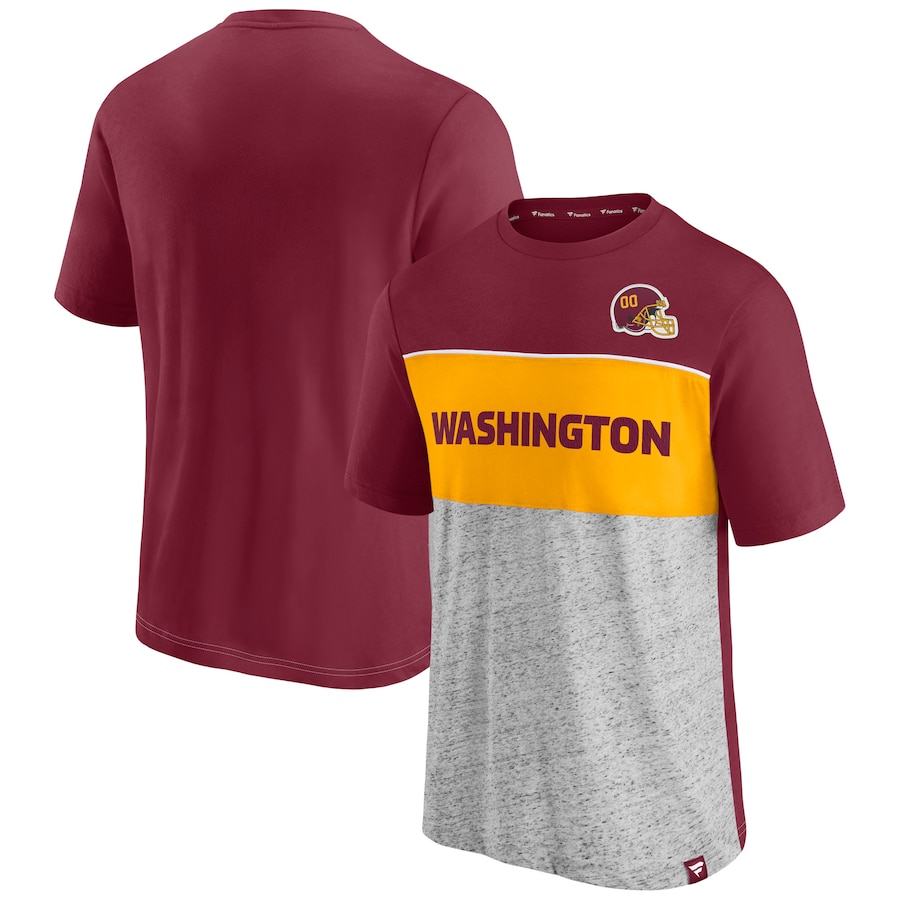 Washington Football Team Burgundy/Heathered Gray Colorblock T-Shirt - Man Washington Football Team Burgundy/Heathered Gray Colorblock T-Shirt - Man