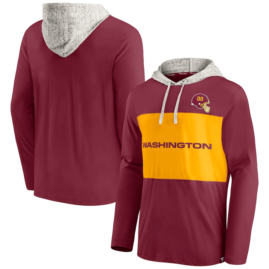 Washington Football Team Burgundy Long Sleeve Hoodie T-Shirt - Man Washington Football Team Burgundy Long Sleeve Hoodie T-Shirt - Man