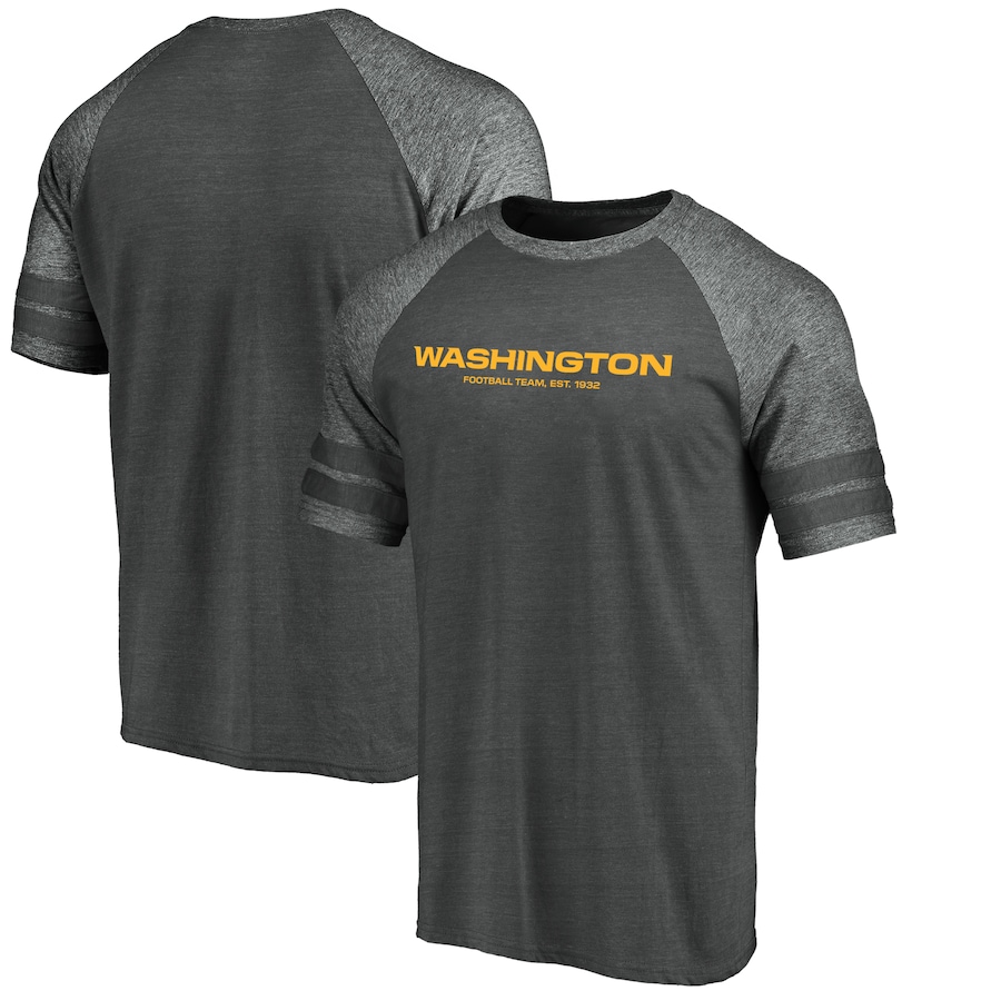 Washington Football Team Heather Gray True Classics Tri-Blend Foundation Block Raglan T-Shirt - Man Washington Football Team Heather Gray True Classics Tri-Blend Foundation Block Raglan T-Shirt - Man