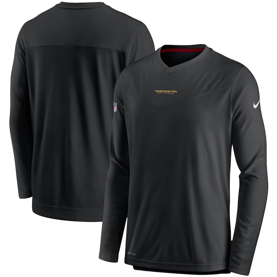 Washington Football Team Football Black Sideline Coaches Performance Long Sleeve V-Neck T-Shirt - Man Washington Football Team Football Black Sideline Coaches Performance Long Sleeve V-Neck T-Shirt - Man