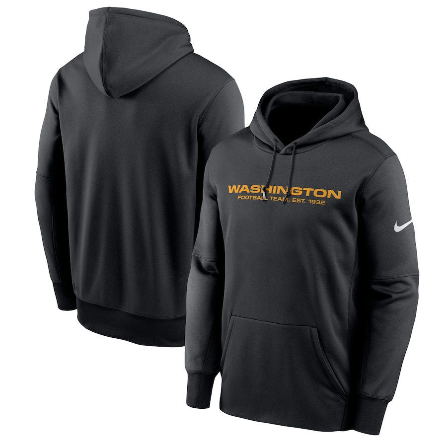 Washington Football Team Football Black Wordmark Performance Pullover Hoodie - Man