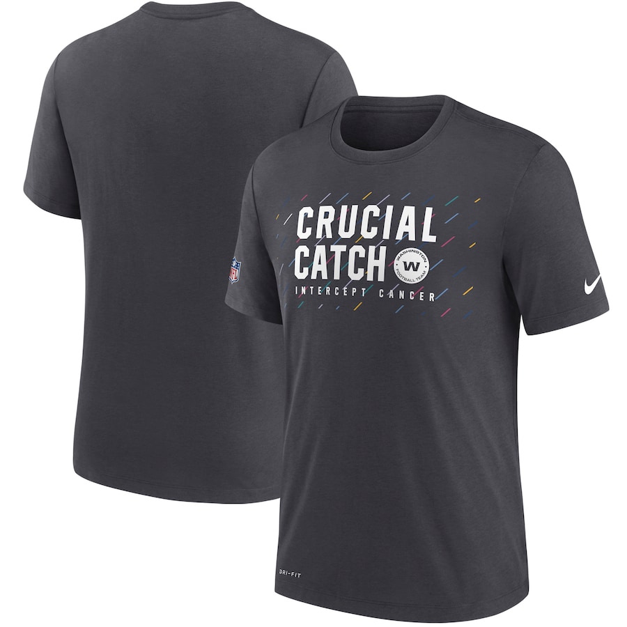 Washington Football Team Football Charcoal 2021 NFL Crucial Catch Performance T-Shirt - Man Washington Football Team Football Charcoal 2021 NFL Crucial Catch Performance T-Shirt - Man