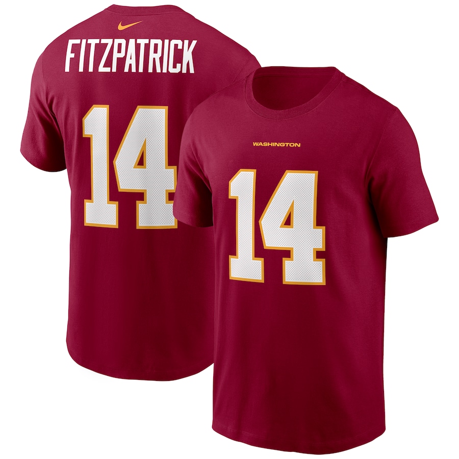 Washington Football Team Ryan Fitzpatrick Football Burgundy Name & Number T-Shirt - Man