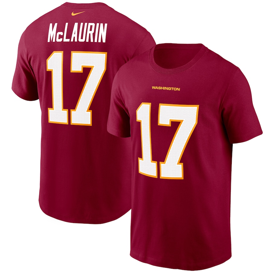 Washington Football Team Terry McLaurin Football Burgundy Name & Number T-Shirt - Man Washington Football Team Terry McLaurin Football Burgundy Name & Number T-Shirt - Man