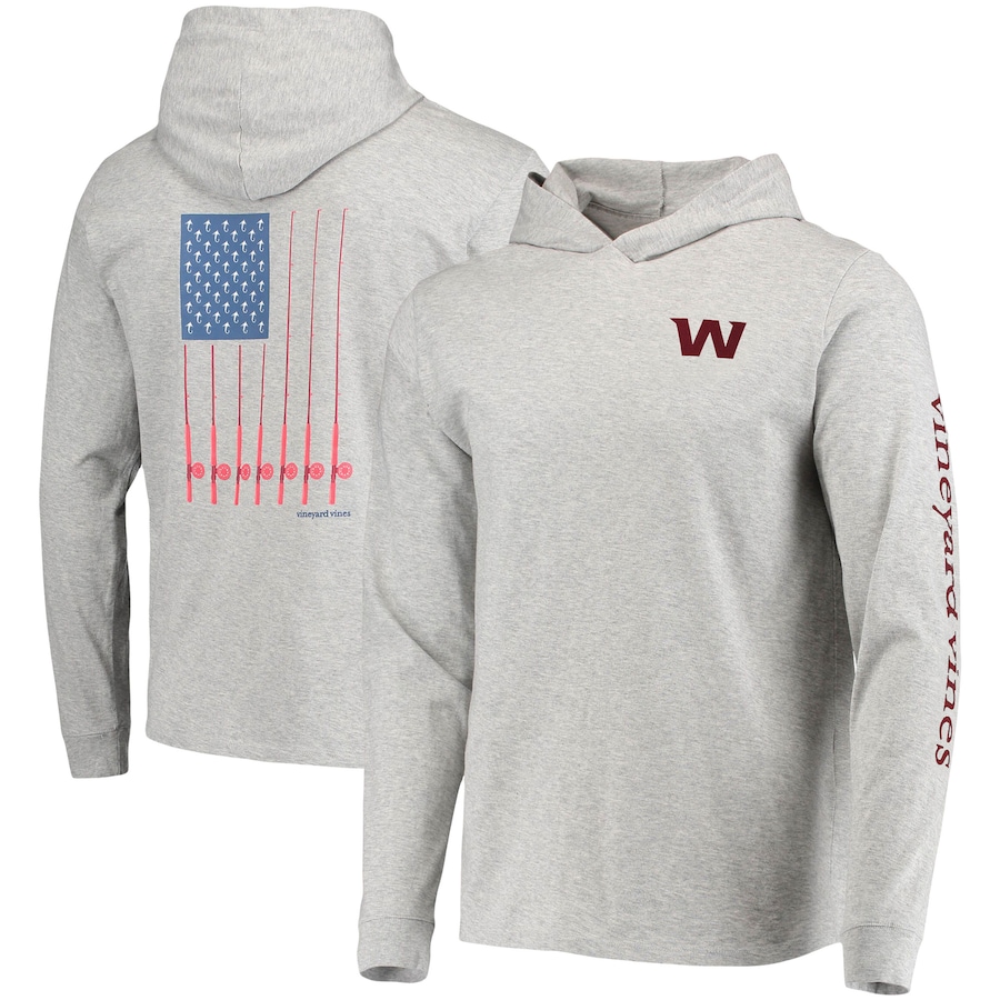 Washington Football Team Vineyard Vines Heathered Gray Hoodie Long Sleeve T-Shirt - Man Washington Football Team Vineyard Vines Heathered Gray Hoodie Long Sleeve T-Shirt - Man