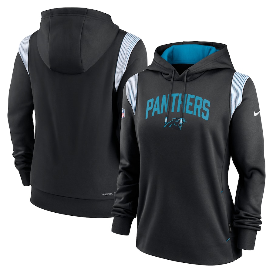 Carolina Panthers Football Black Sideline Stack Performance Pullover Hoodie - Woman