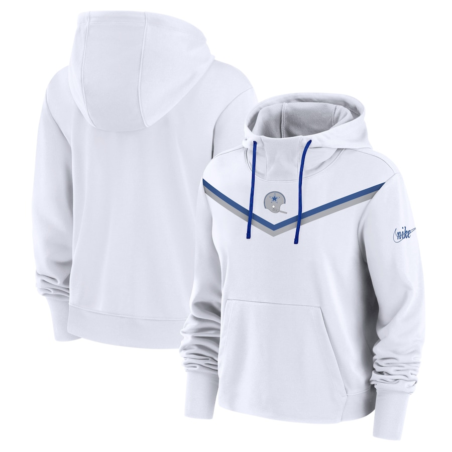Dallas Cowboys Football White Historic Performance Pullover Hoodie - Woman