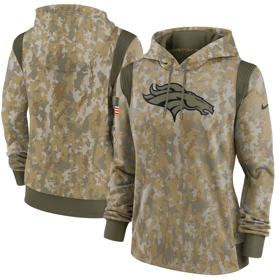 Denver Broncos Football Olive 2021 Salute To Service Therma Performance Pullover Hoodie - Woman Denver Broncos Football Olive 2021 Salute To Service Therma Performance Pullover Hoodie - Woman