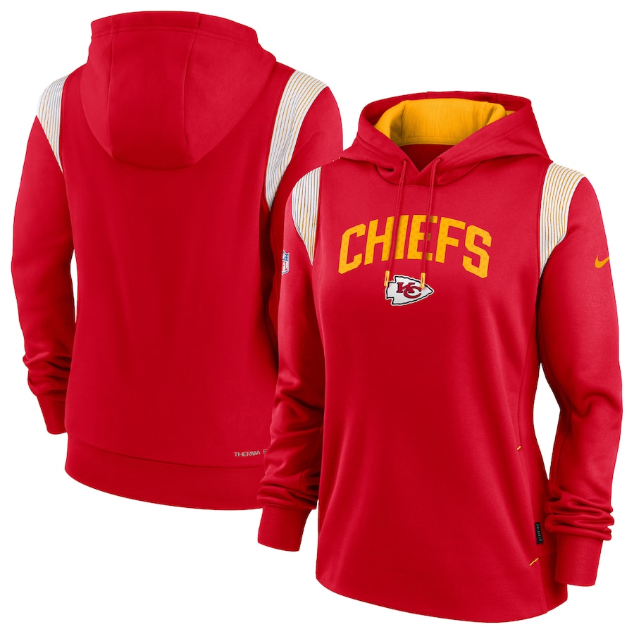 Kansas City Chiefs Football Red Sideline Stack Performance Pullover Hoodie - Woman